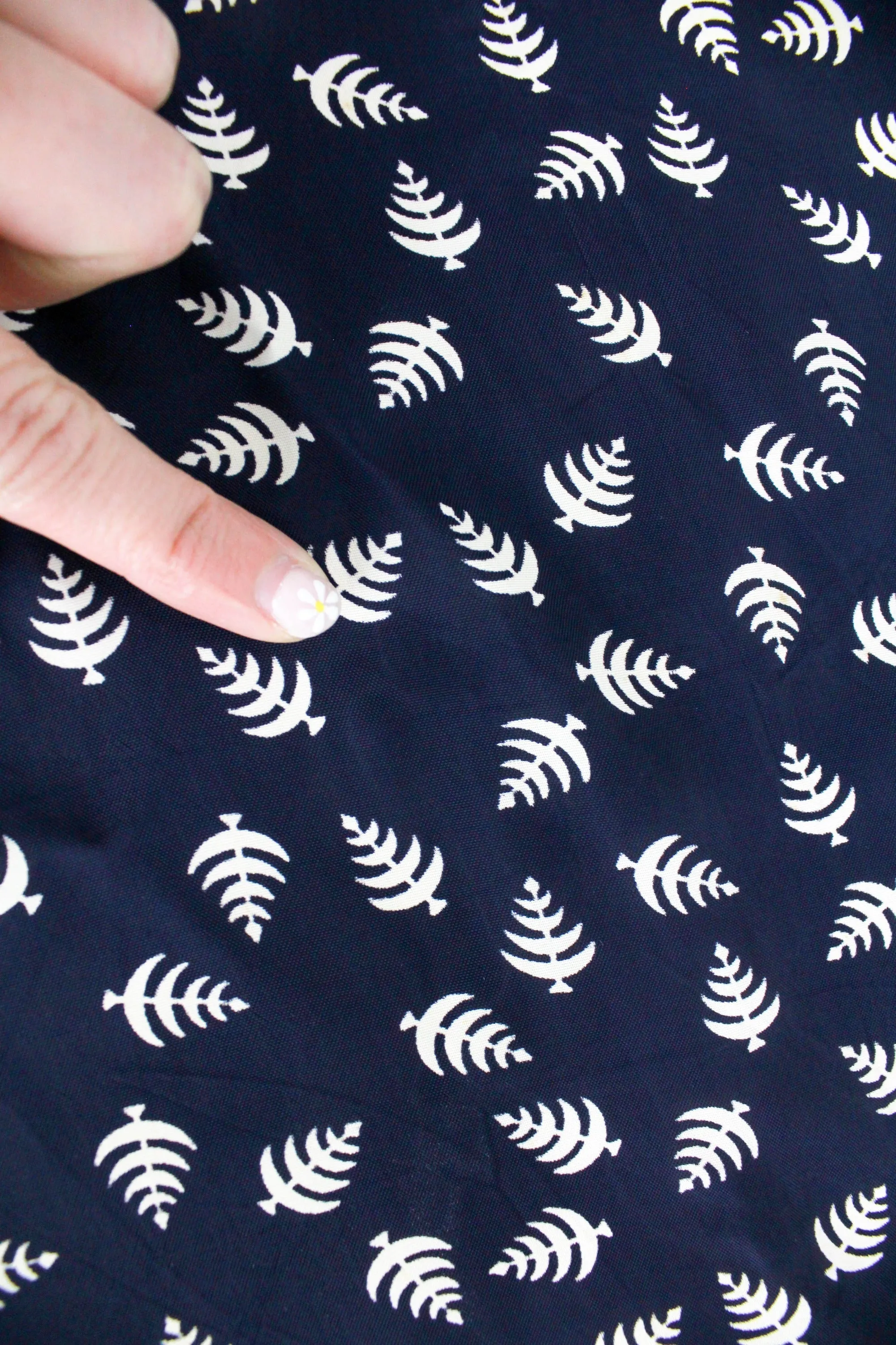 1940s Navy Rayon Fabric Tree Print, 2.75 Yards, Vintage Sewing Fabric