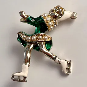 1960s Ice Skater Brooch