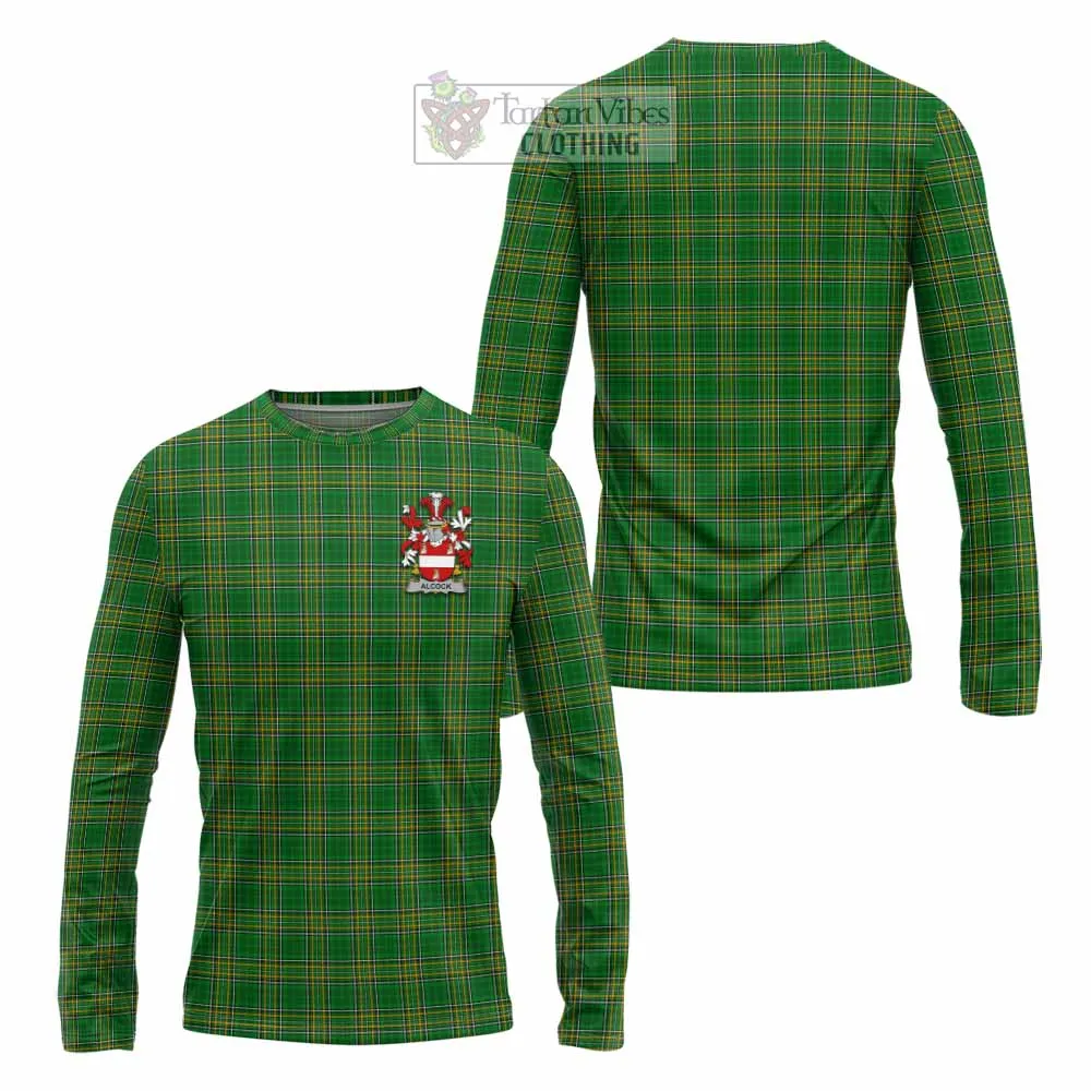 Alcock Irish Clan Tartan Long Sleeve T-Shirt with Coat of Arms