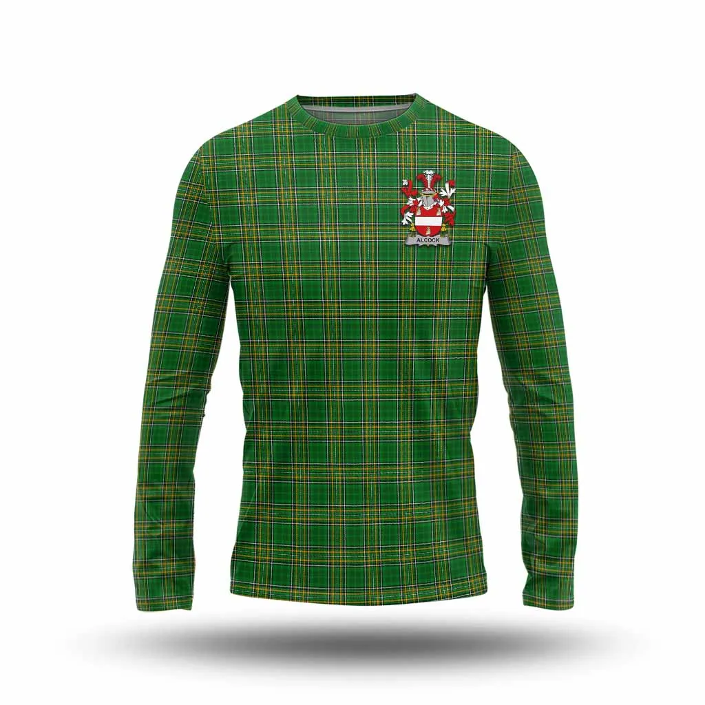 Alcock Irish Clan Tartan Long Sleeve T-Shirt with Coat of Arms