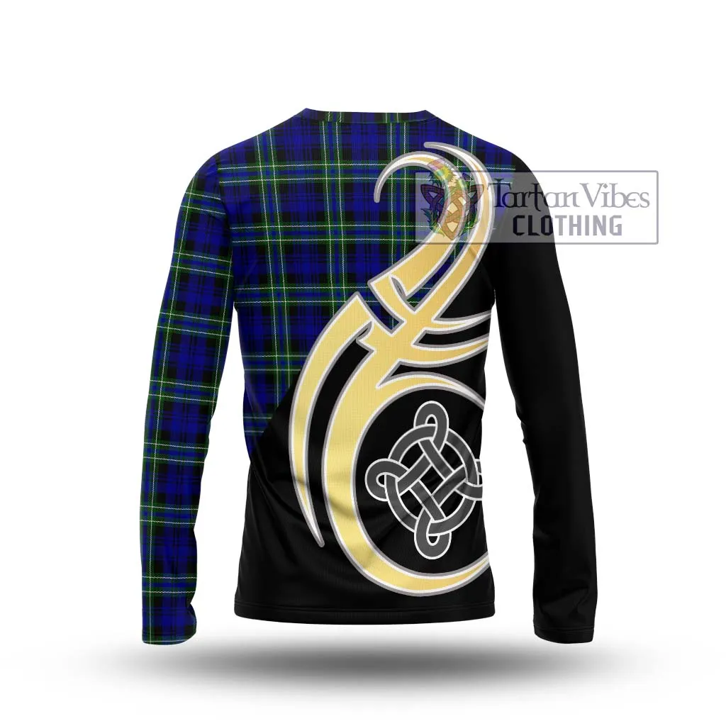 Arbuthnot Modern Tartan Long Sleeve T-Shirt with Family Crest and Celtic Symbol Style