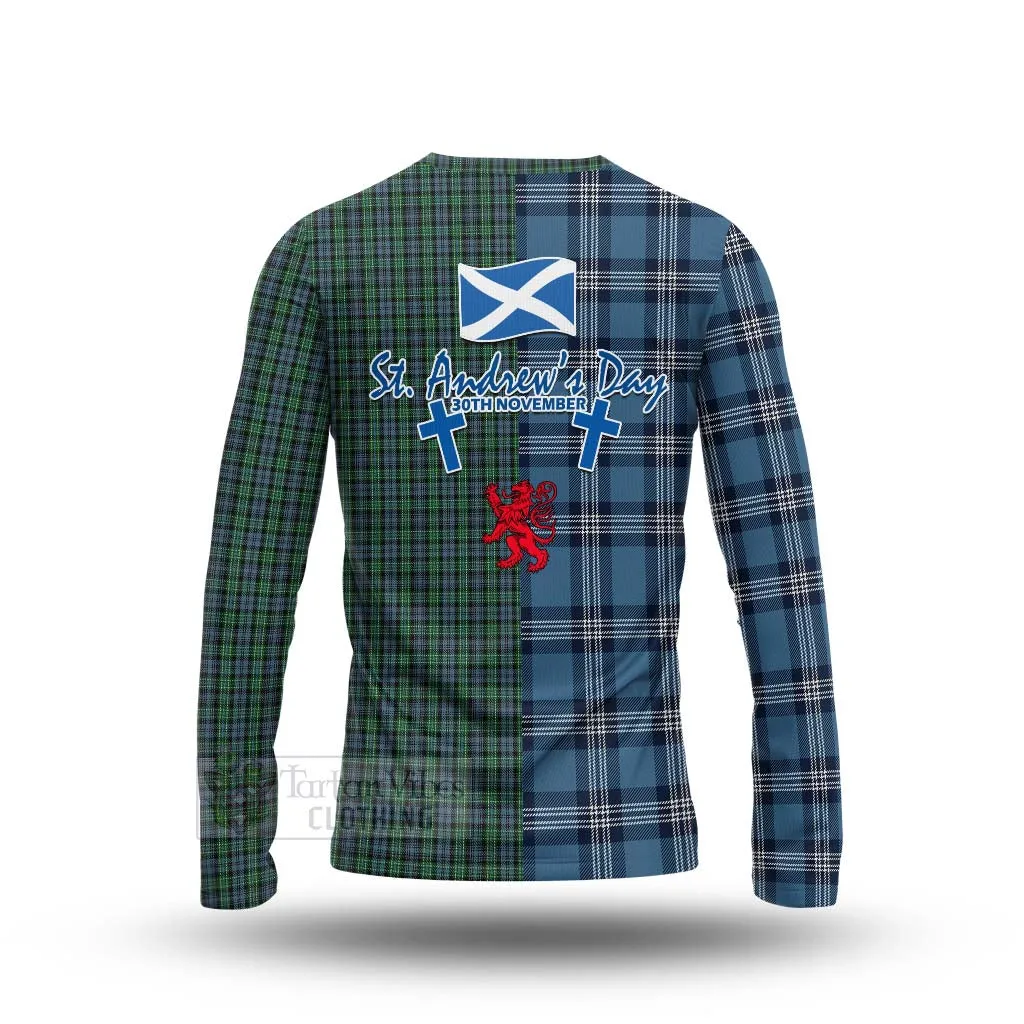 Arbuthnot Tartan Long Sleeve T-Shirt Happy St. Andrew's Day Half Tartan Style