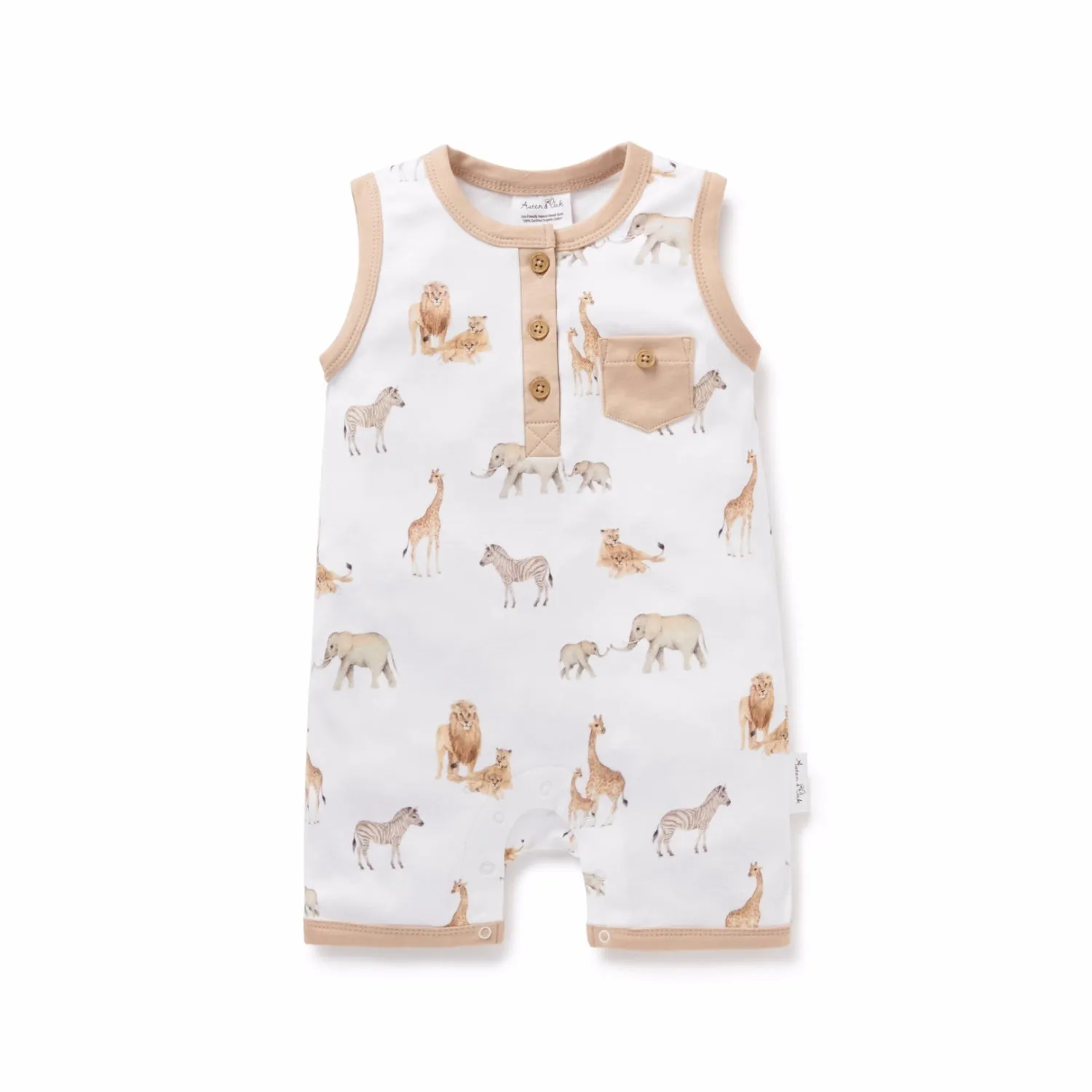 Aster & Oak Henley Romper Savanna