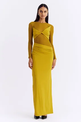 Auguste Long Sleeve Mesh Jersey Maxi - Citron