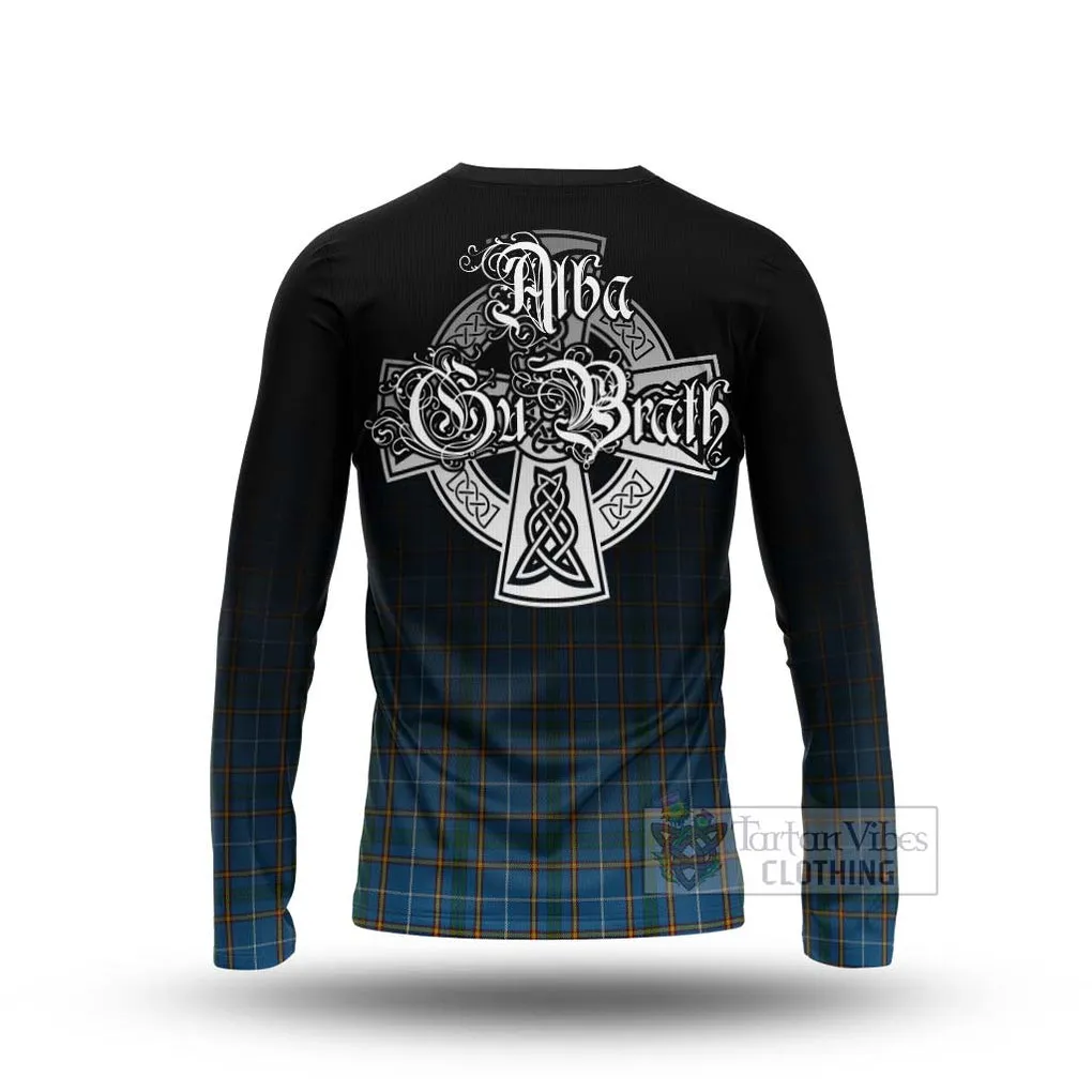 Bain Tartan Long Sleeve T-Shirt Featuring Alba Gu Brath Family Crest Celtic Inspired