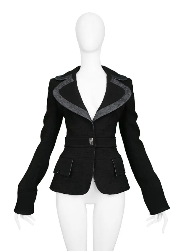 BALENCIAGA BY NICOLAS GHESQUIERE BLACK NOTCH LAPEL BLAZER 2005