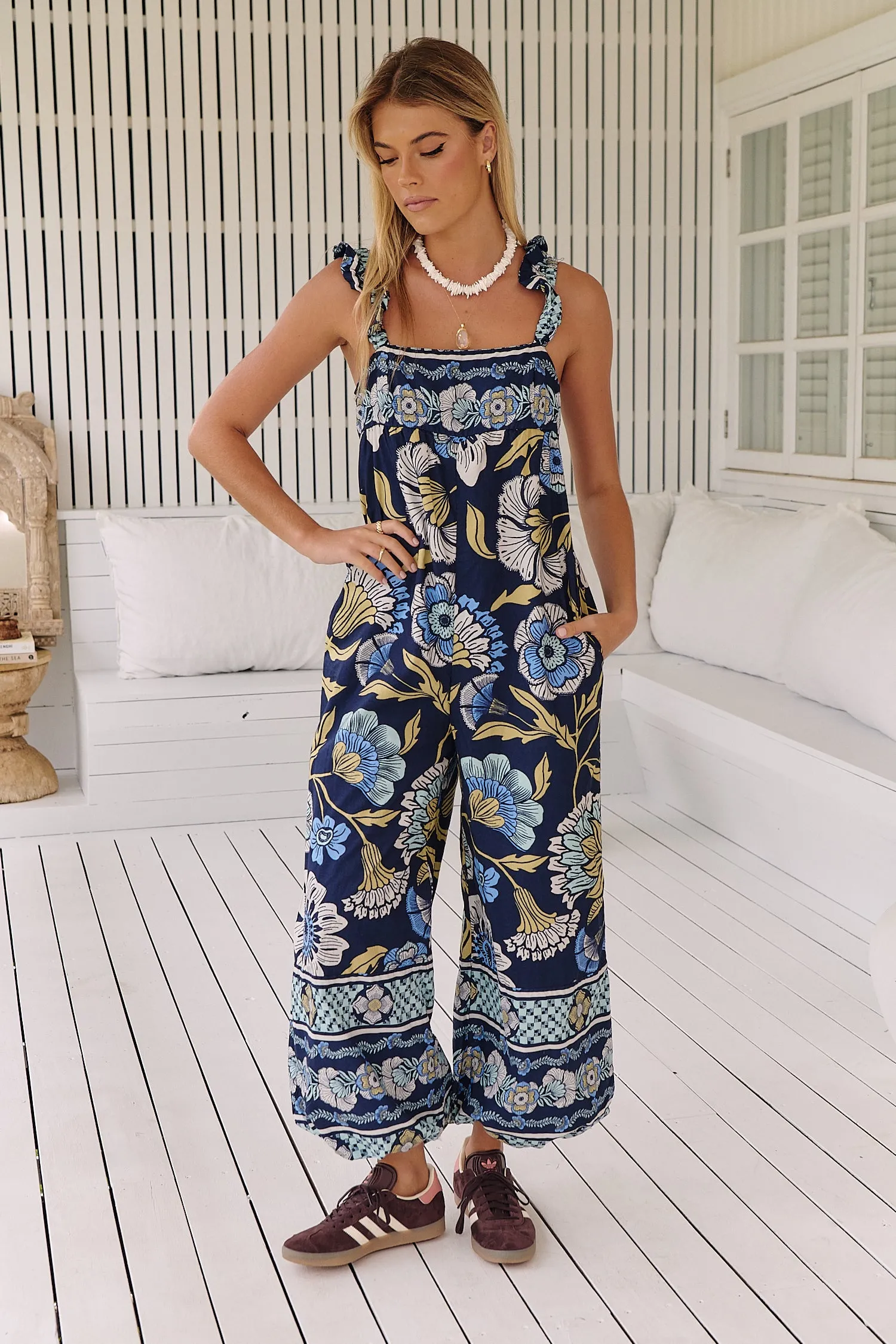 Bali Albright Jumpsuit ~ Navy Combo- Free People