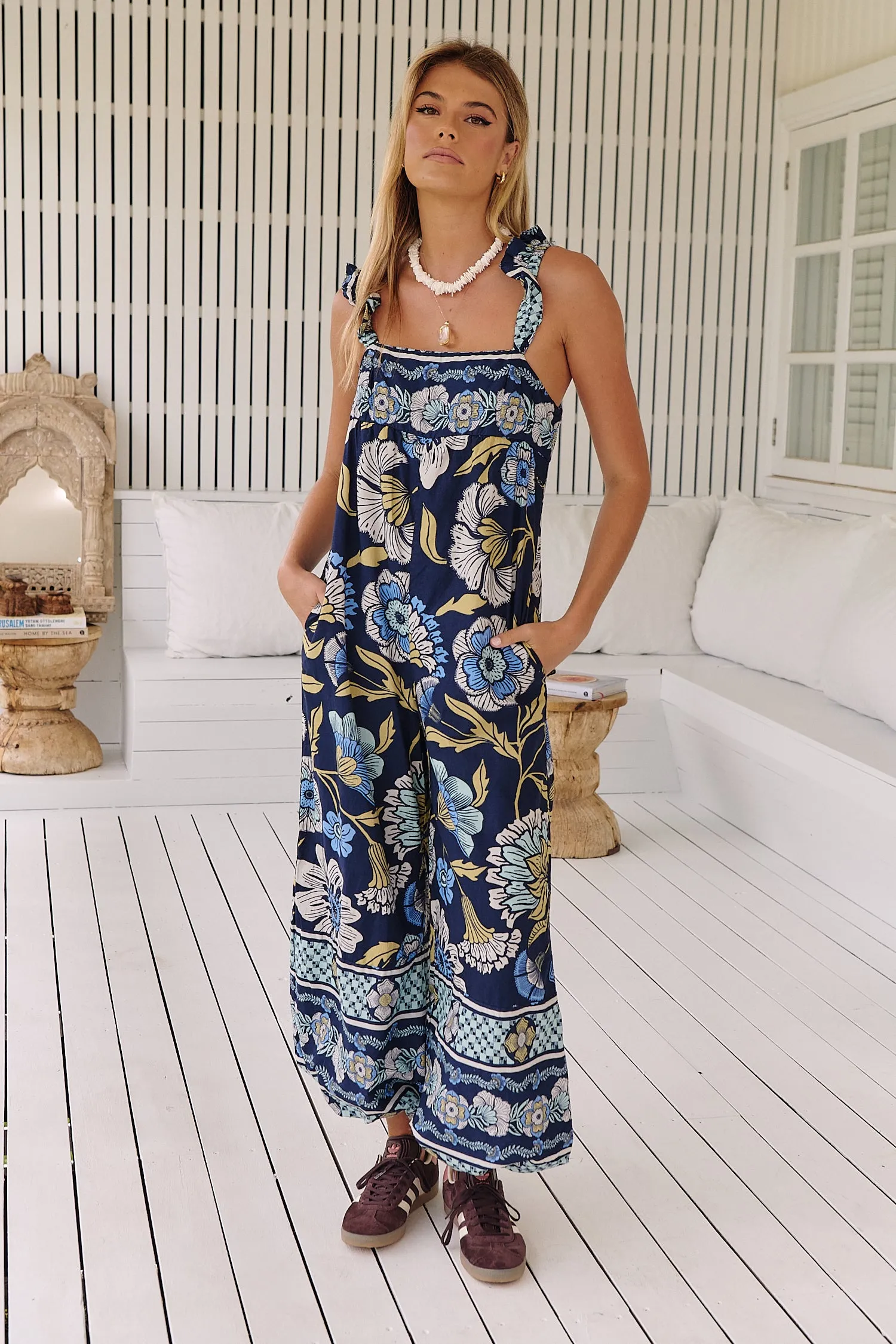 Bali Albright Jumpsuit ~ Navy Combo- Free People