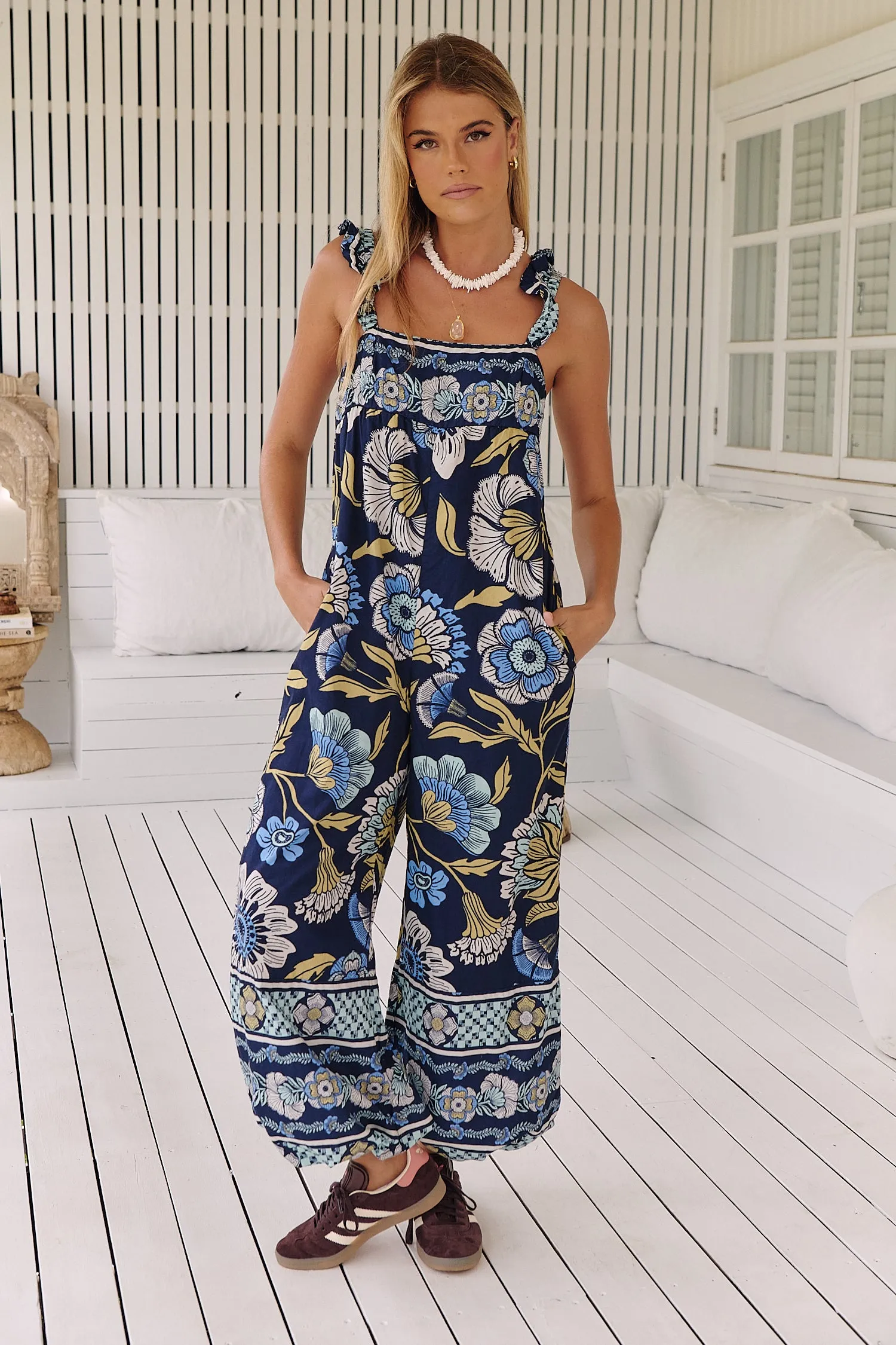 Bali Albright Jumpsuit ~ Navy Combo- Free People