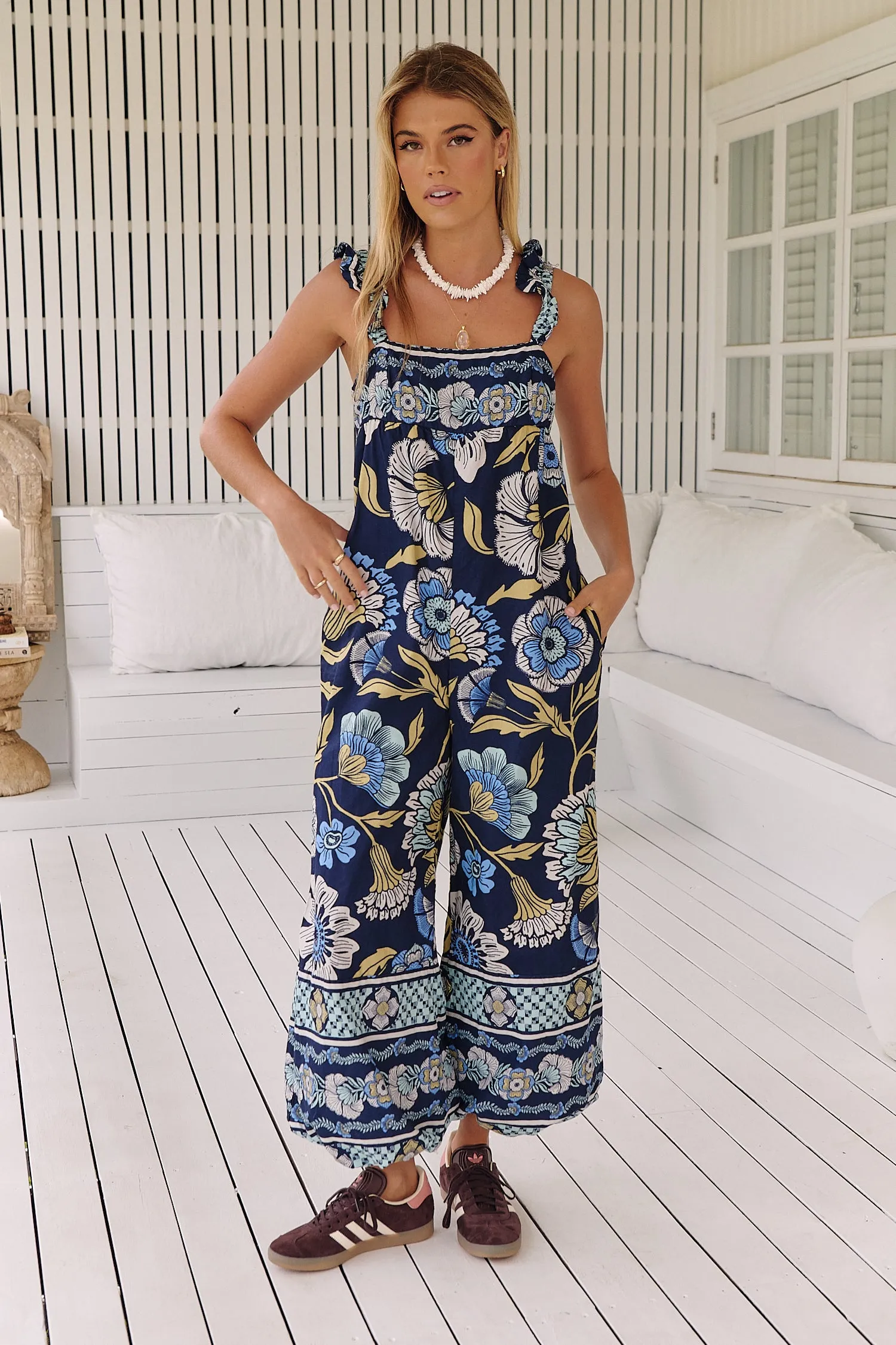 Bali Albright Jumpsuit ~ Navy Combo- Free People