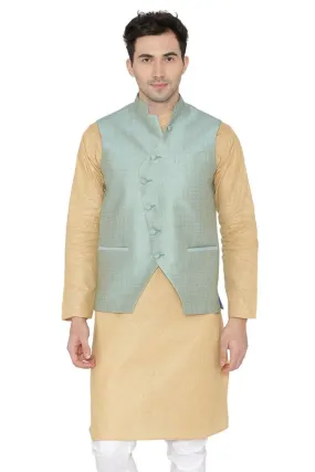 Banarasi Rayon Cotton Blue Modi Nehru Jacket