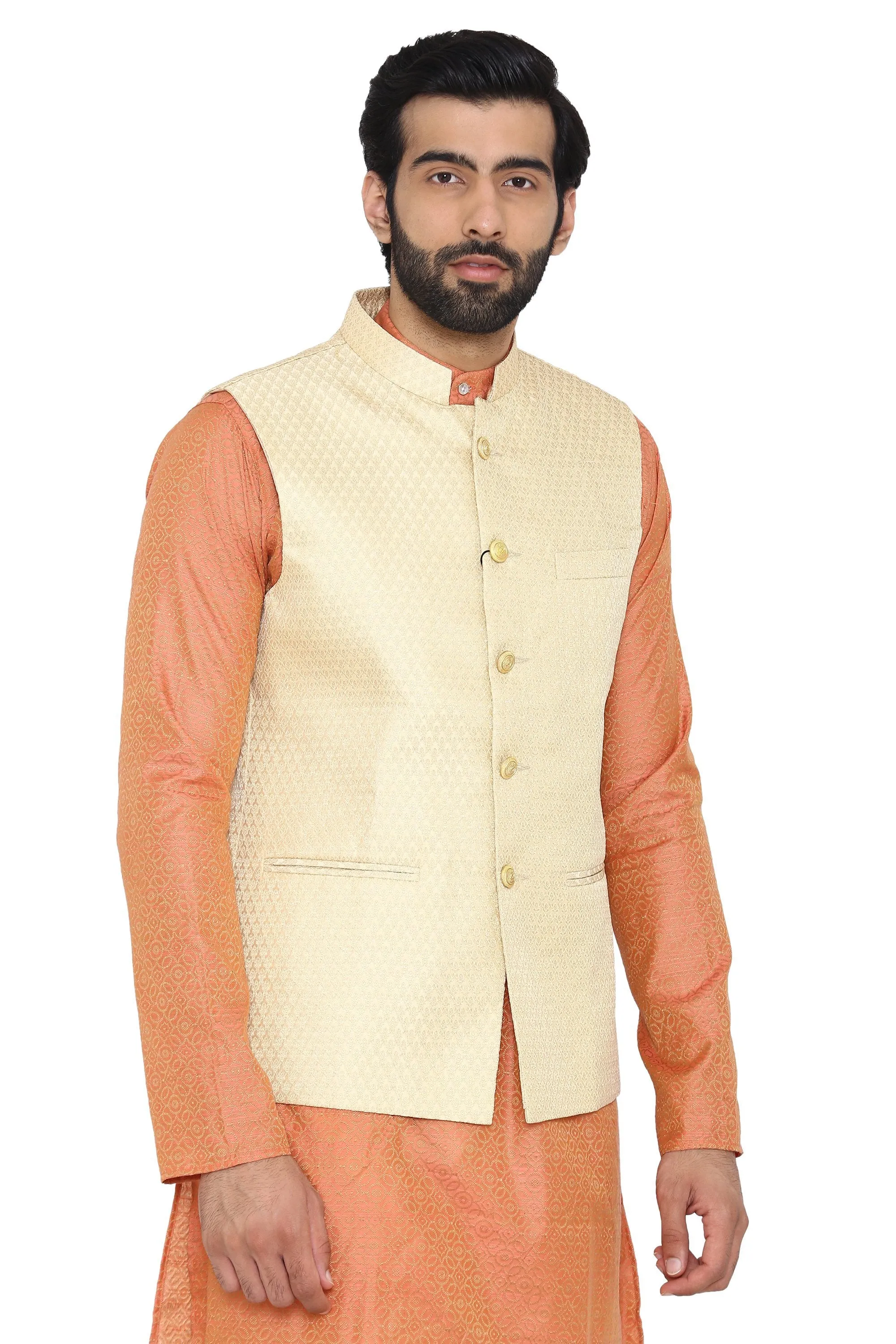 Banarasi Rayon Cotton Cream  Modi Nehru Jacket