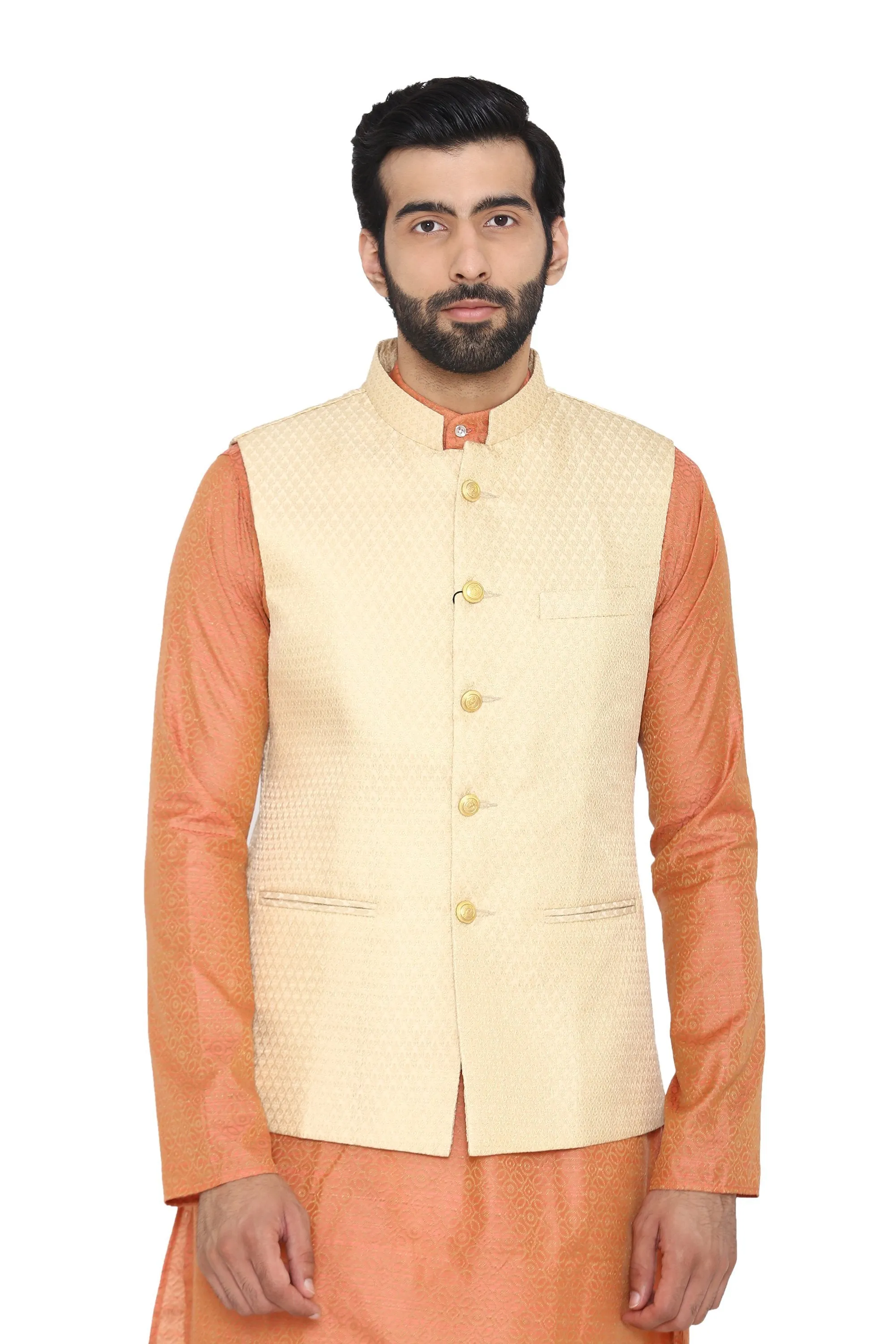 Banarasi Rayon Cotton Cream  Modi Nehru Jacket