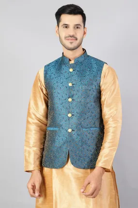 Banarasi Rayon Cotton Green Modi Nehru Jacket