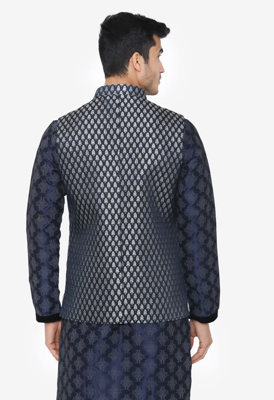 Banarsi Rayon Cotton Blue Nehru Modi Jacket