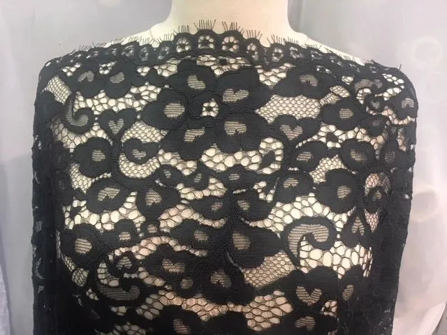 Black Corded Floral Lace