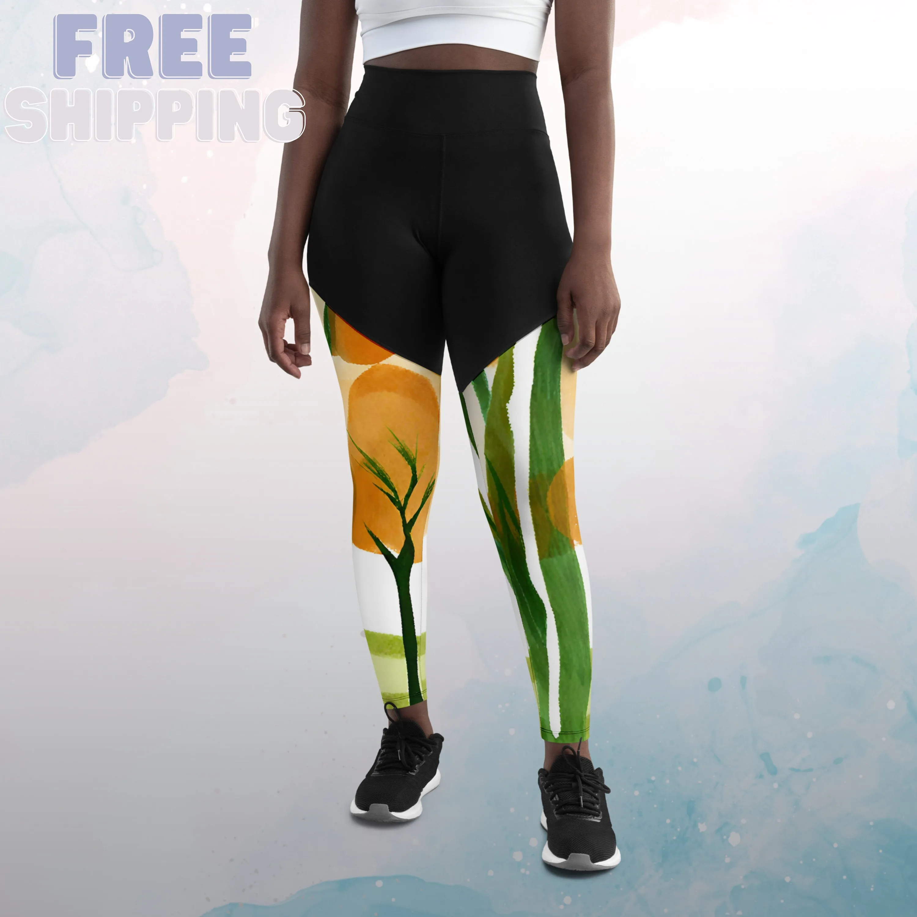 Bold Fall Forest Print Womens Sports Leggings for the Lifting or Running Fanatic