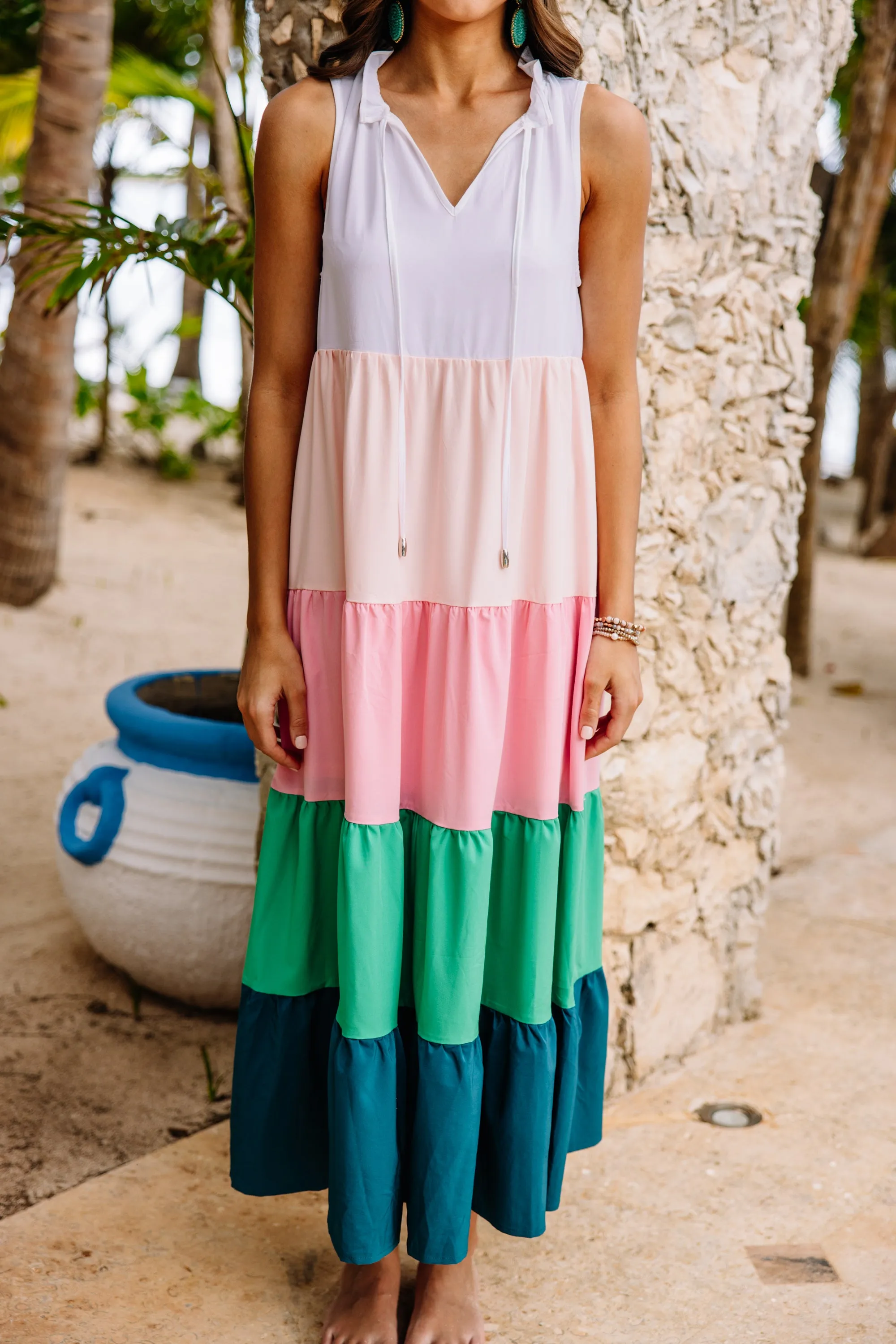 Bright Ideas White Colorblock Maxi Dress