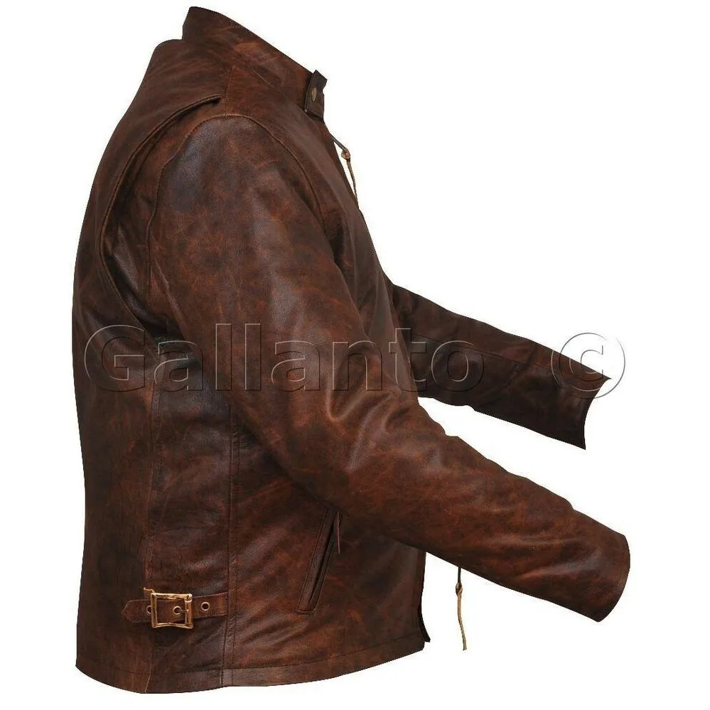 Brown Classic Racer Biker Leather Jacket