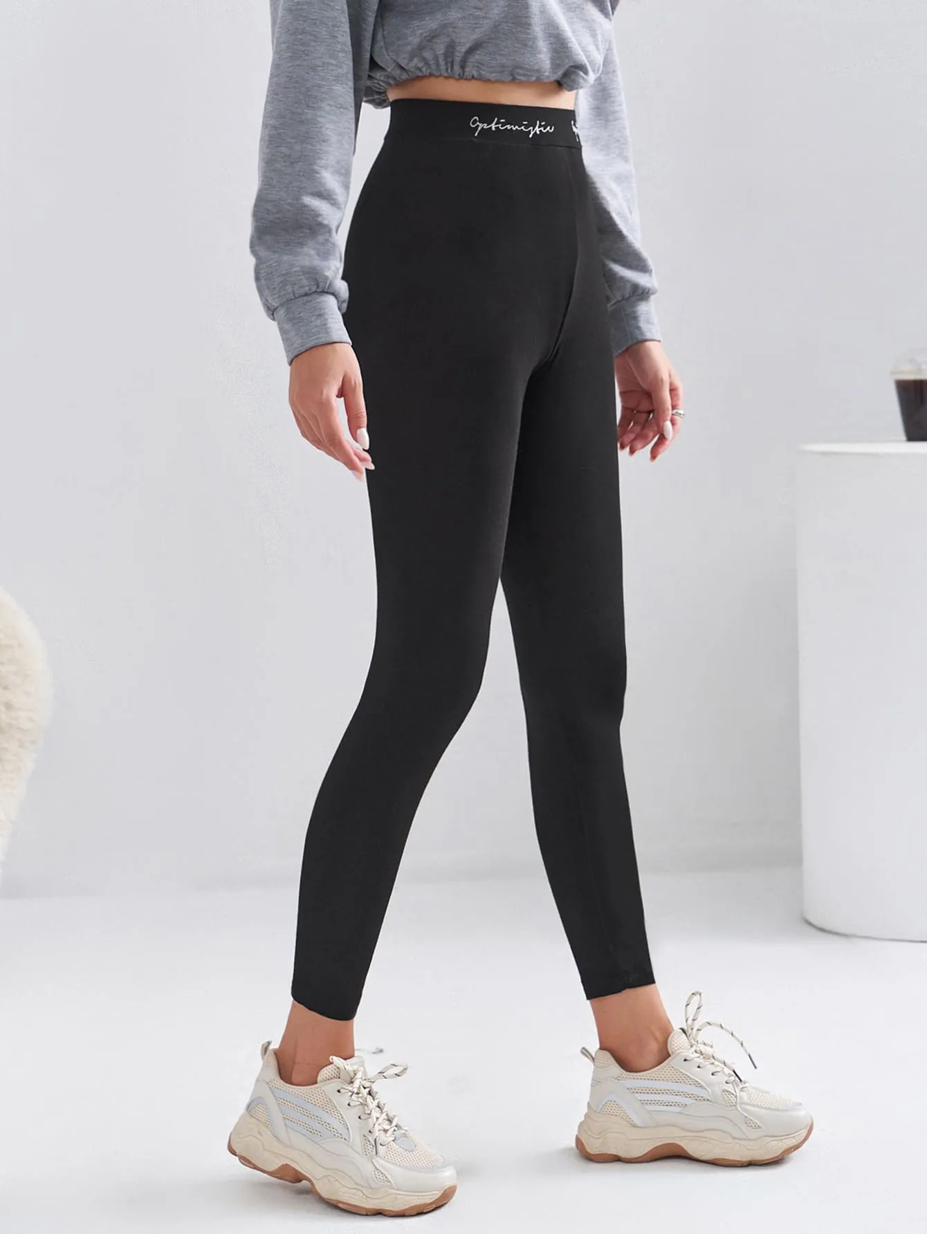 Casual Letter Cropped Women Leggings