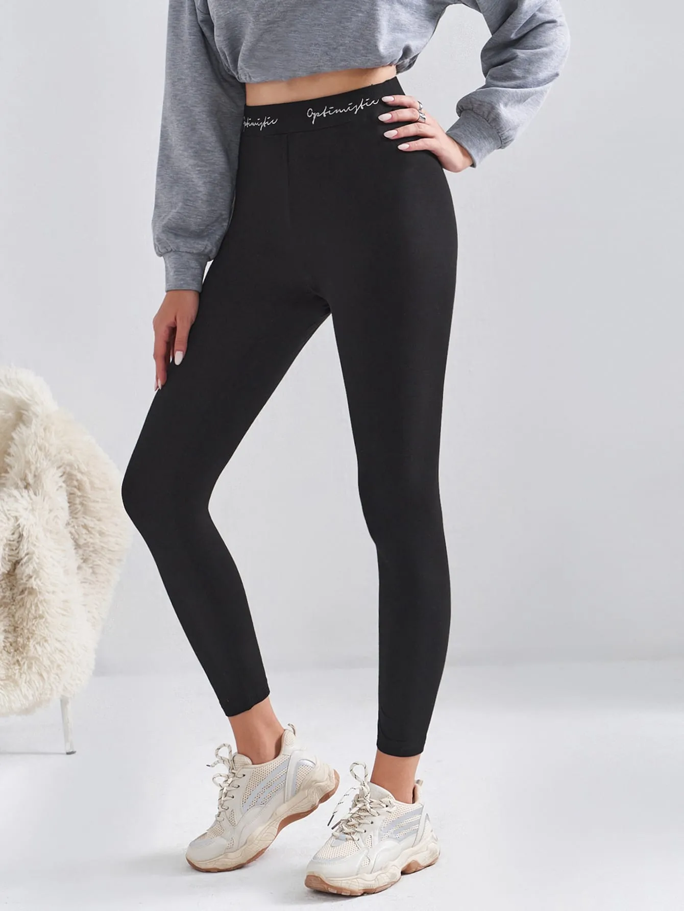 Casual Letter Cropped Women Leggings