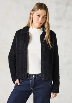 Cecil Feather yarn cardigan with collar. Black or Cream 32269