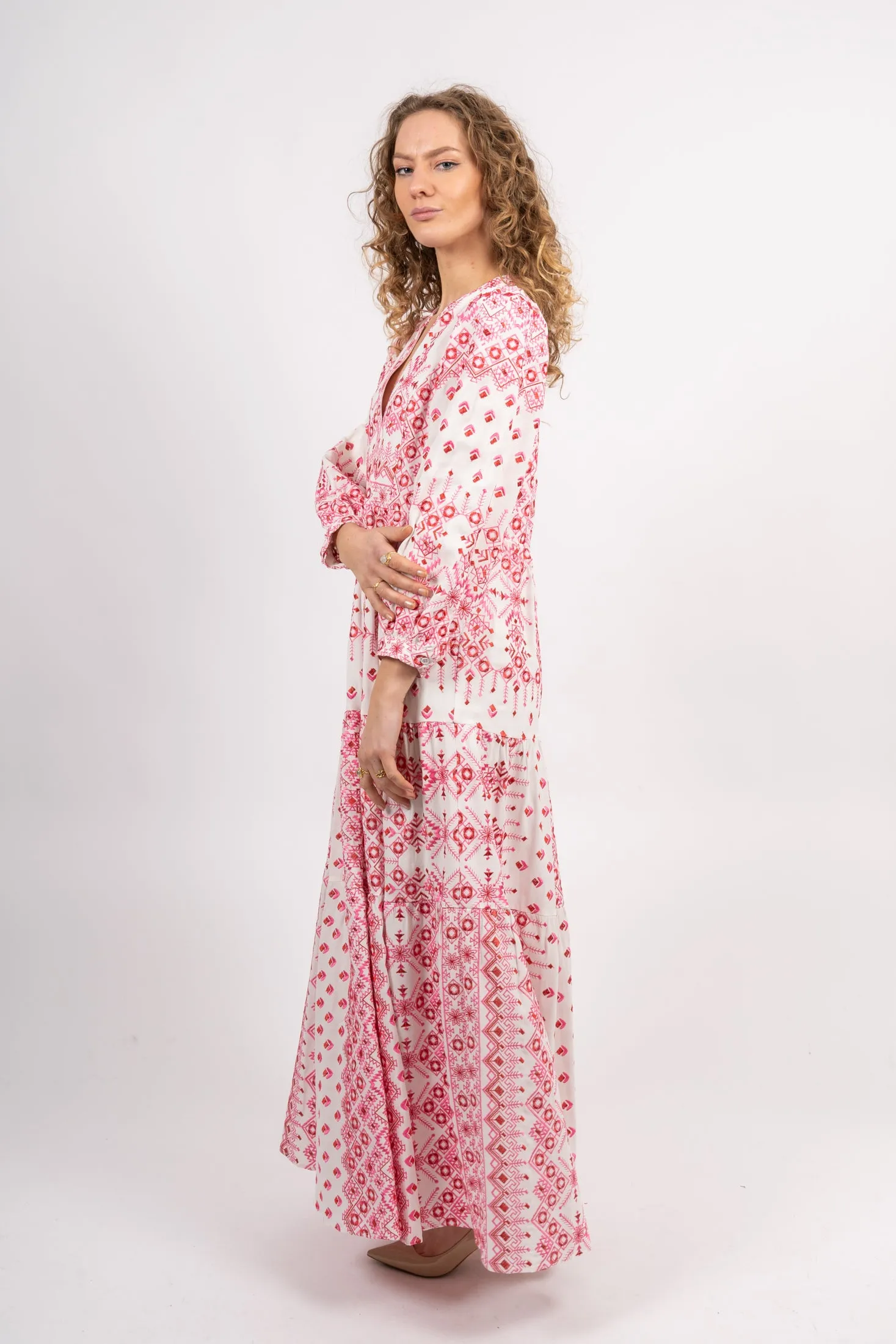 Clary Maxi Dress Embrodery - Pink