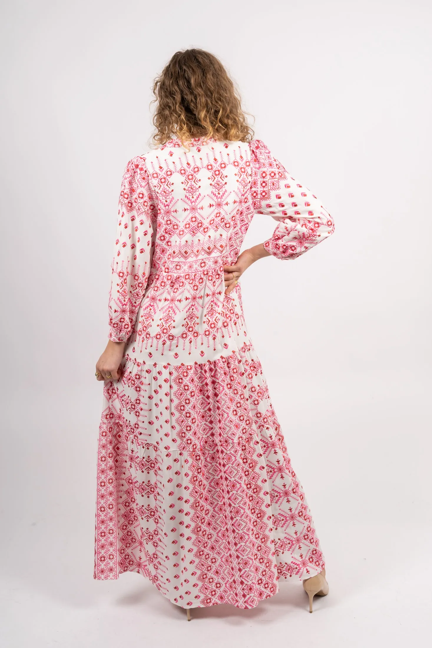 Clary Maxi Dress Embrodery - Pink