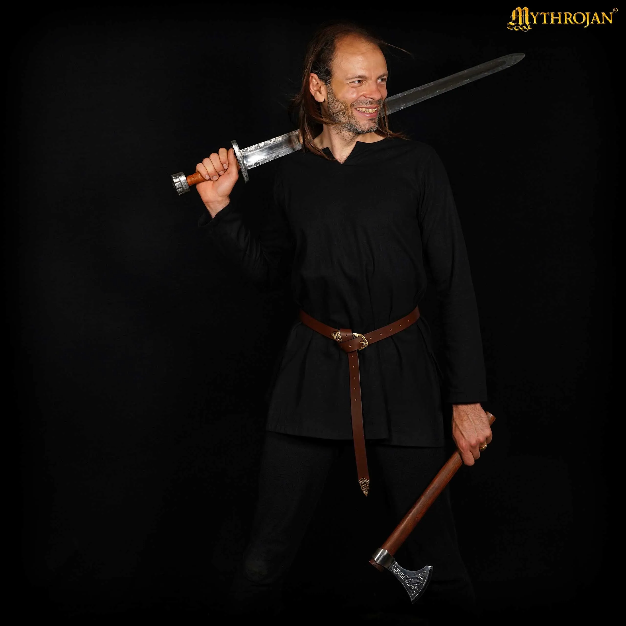 Classic Dark Age & Early Medieval Tunic : LARP, SCA & Medieval Events - Black