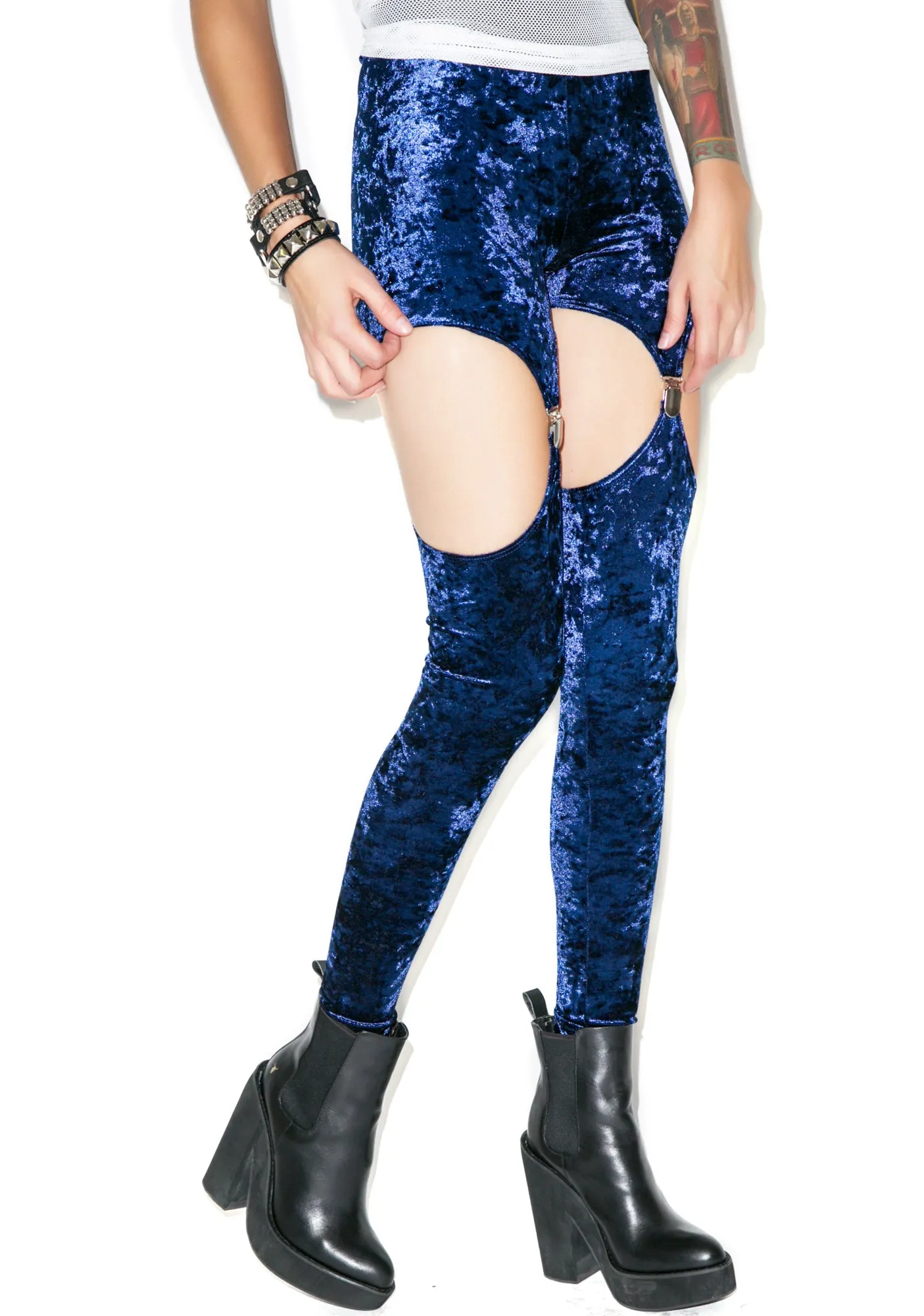 Crushed Velvet Garter Leggings