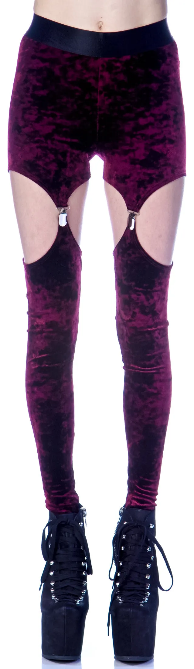 Crushed Velvet Garter Leggings