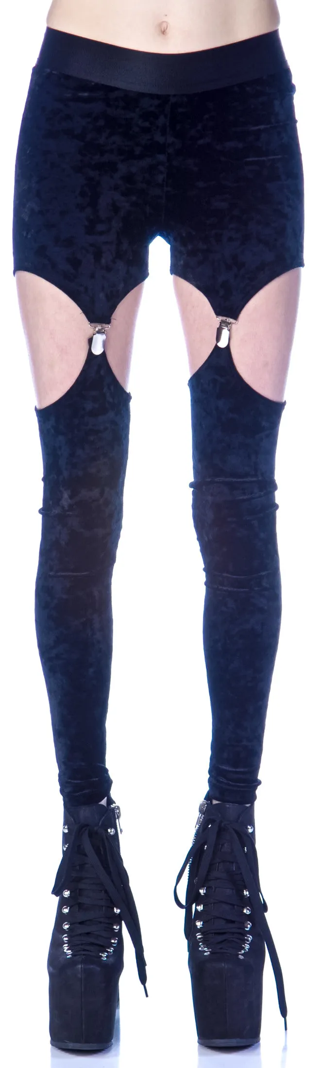 Crushed Velvet Garter Leggings