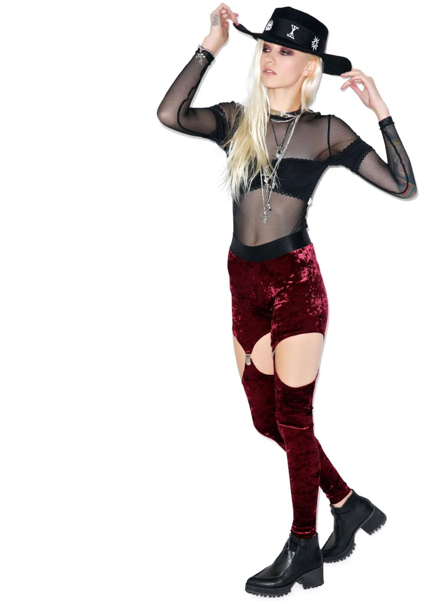 Crushed Velvet Garter Leggings