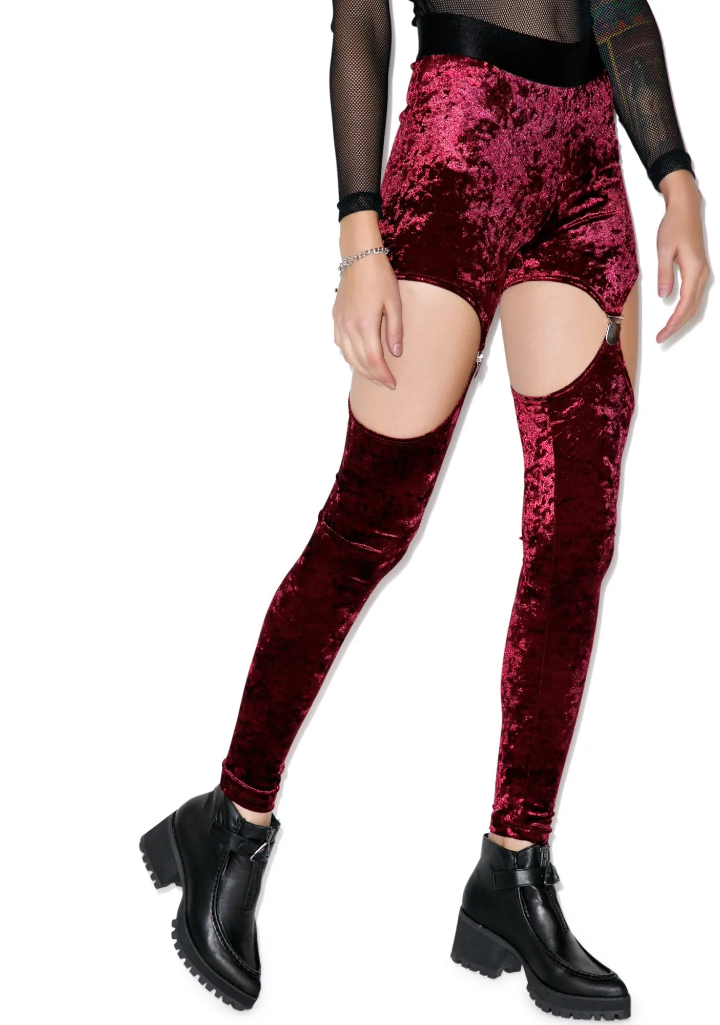 Crushed Velvet Garter Leggings