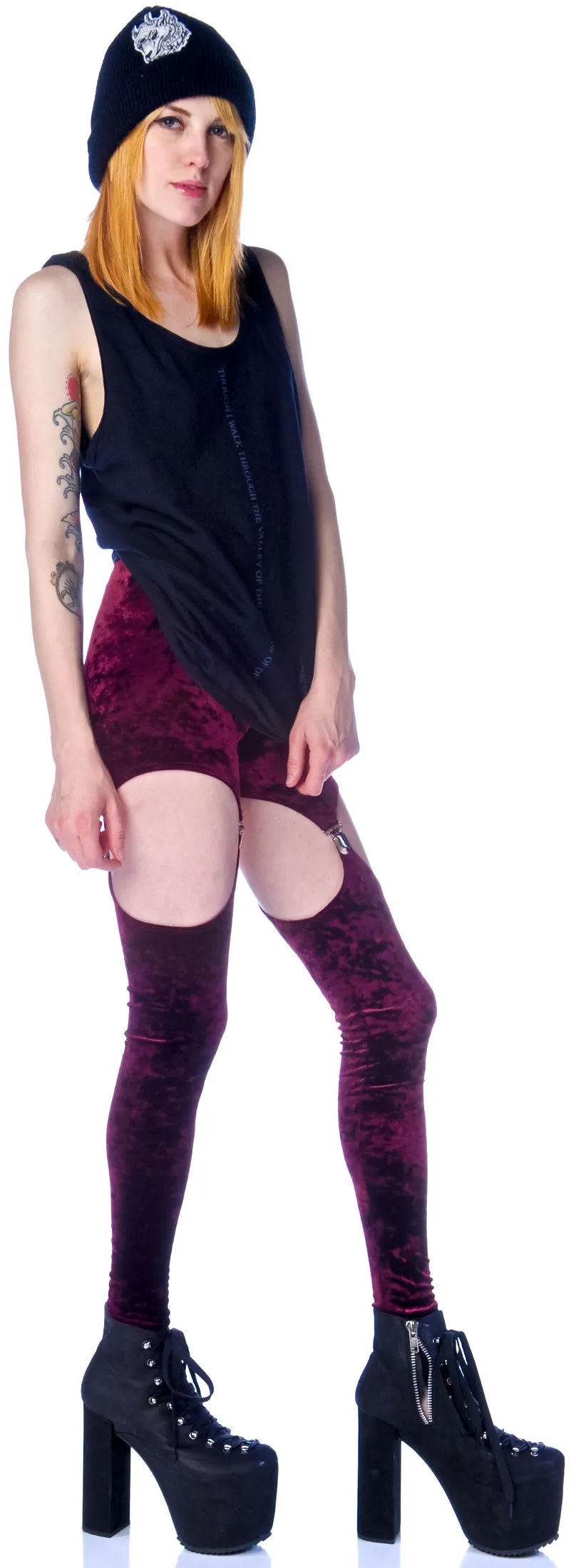 Crushed Velvet Garter Leggings