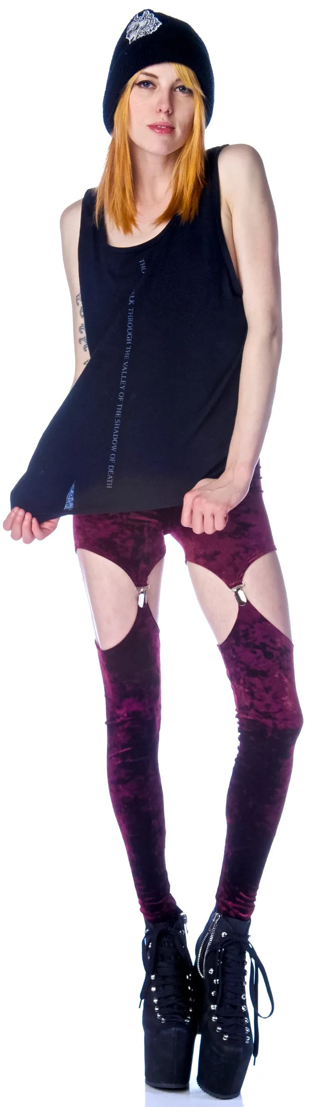 Crushed Velvet Garter Leggings