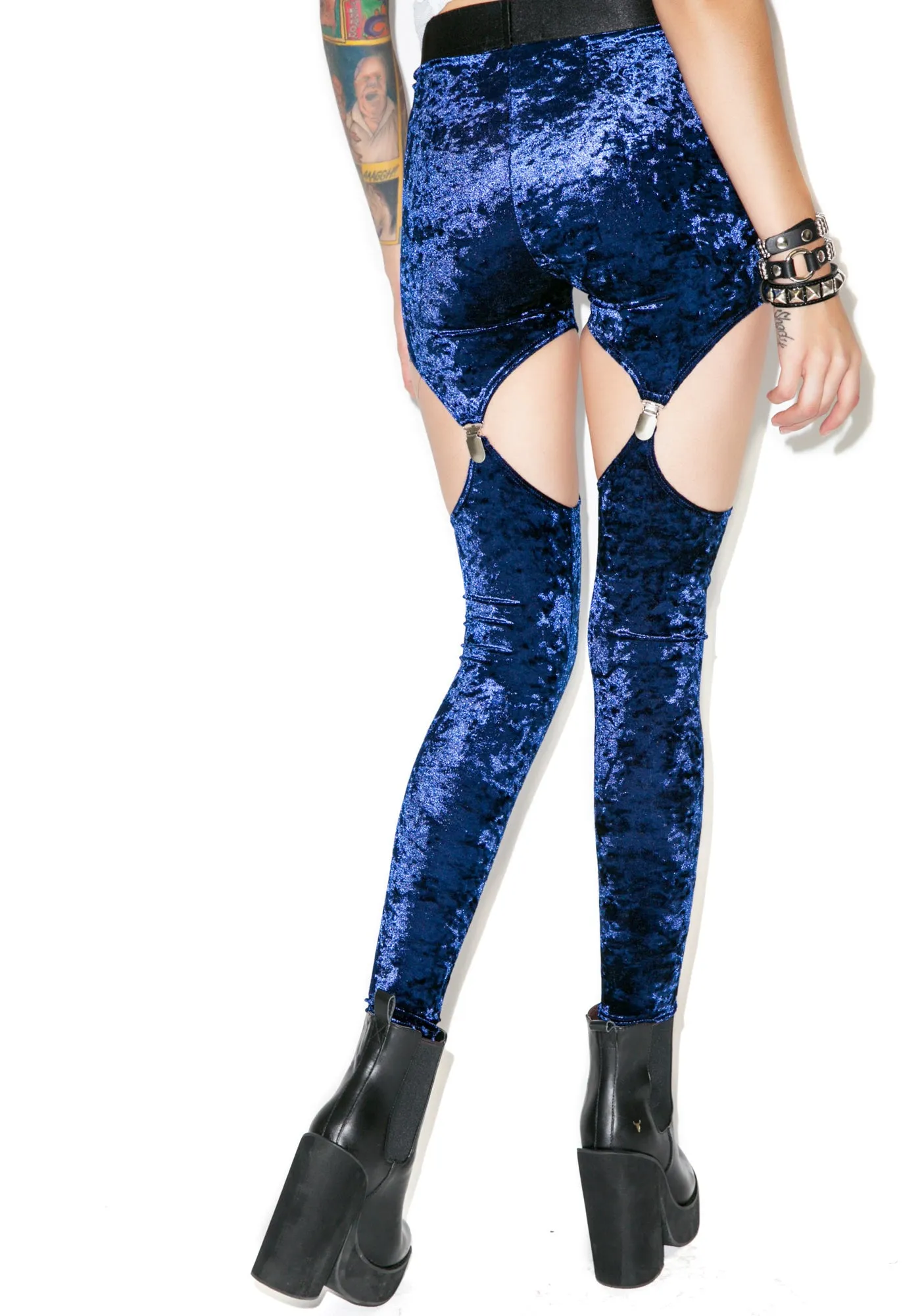 Crushed Velvet Garter Leggings