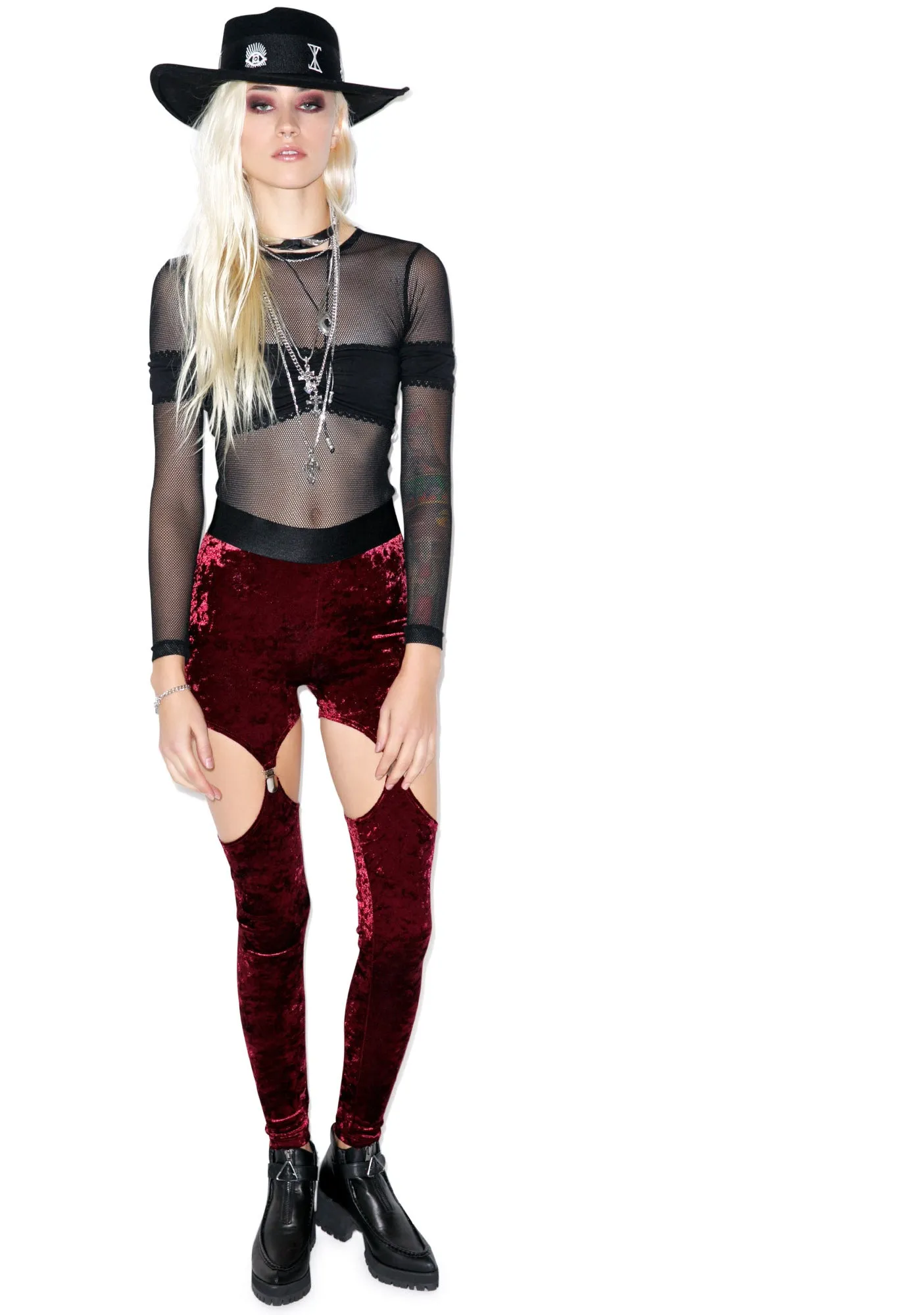 Crushed Velvet Garter Leggings