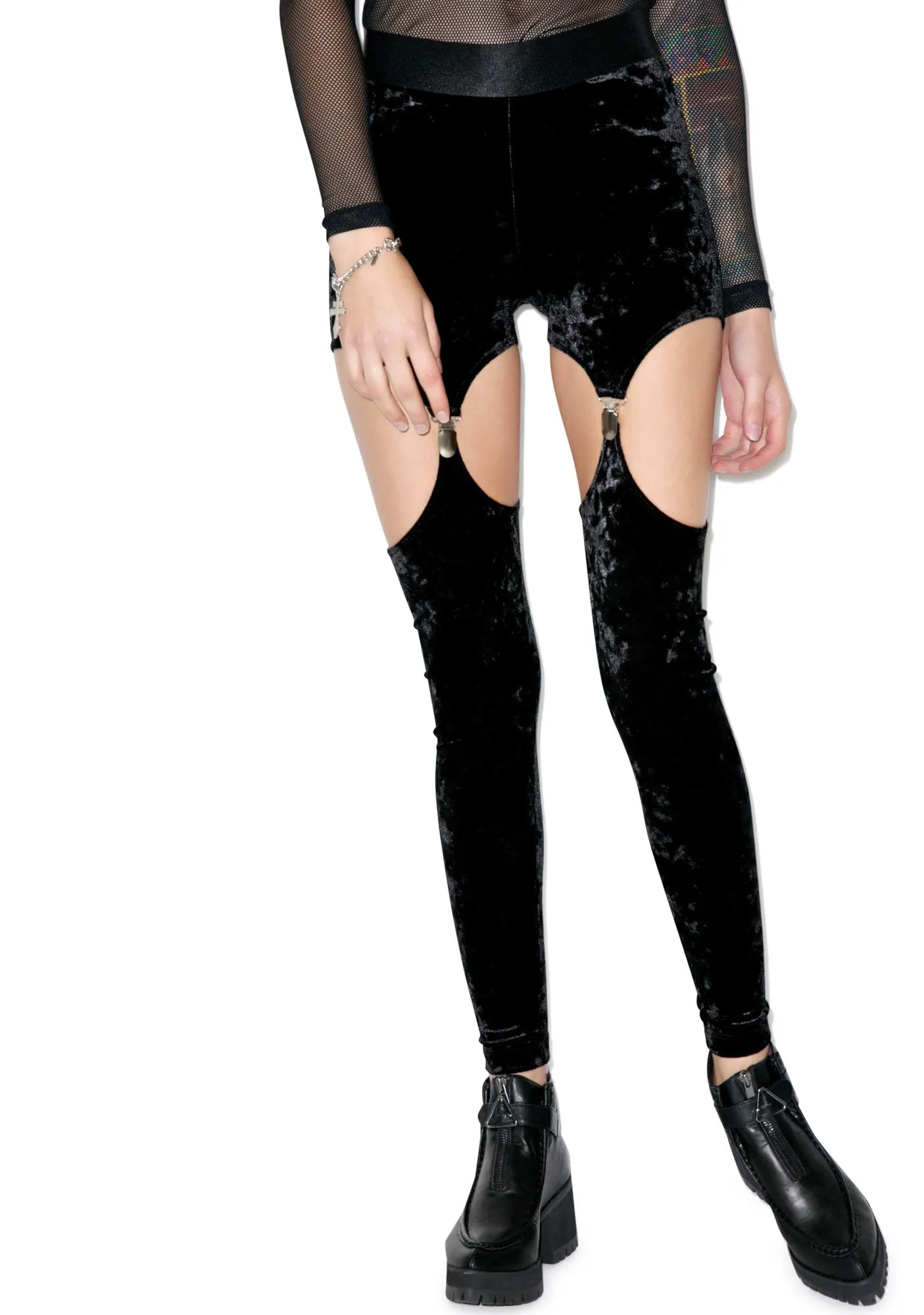 Crushed Velvet Garter Leggings