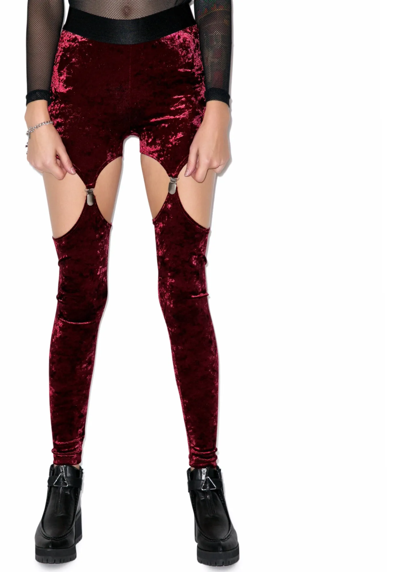 Crushed Velvet Garter Leggings