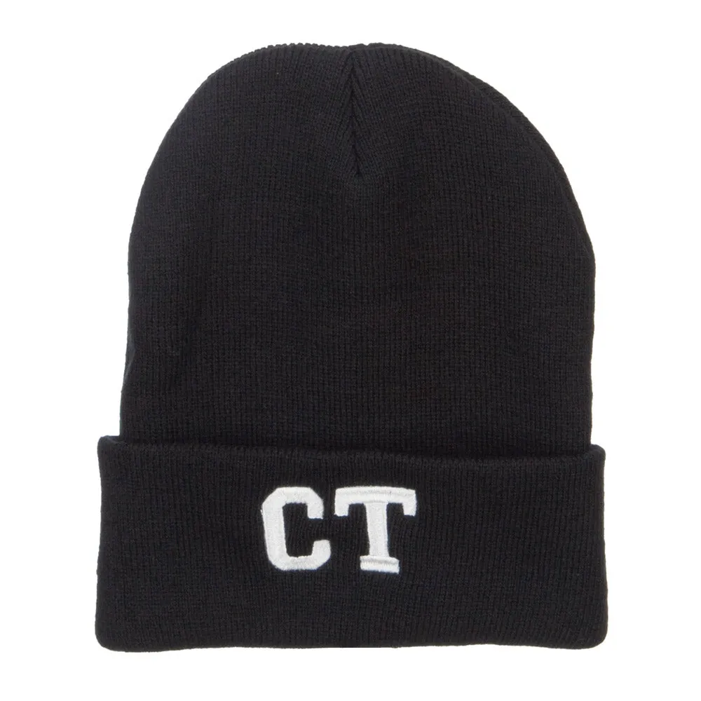 CT Connecticut Embroidered Long Beanie