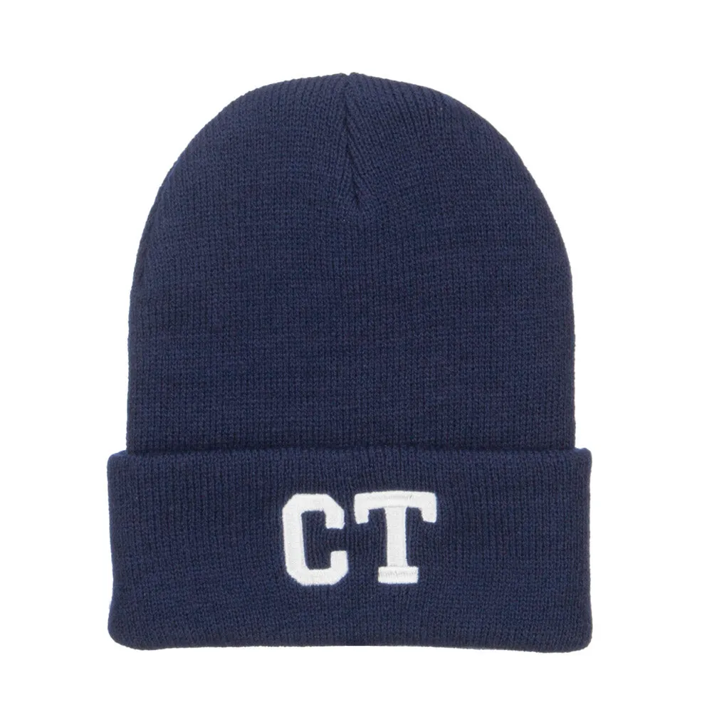 CT Connecticut Embroidered Long Beanie