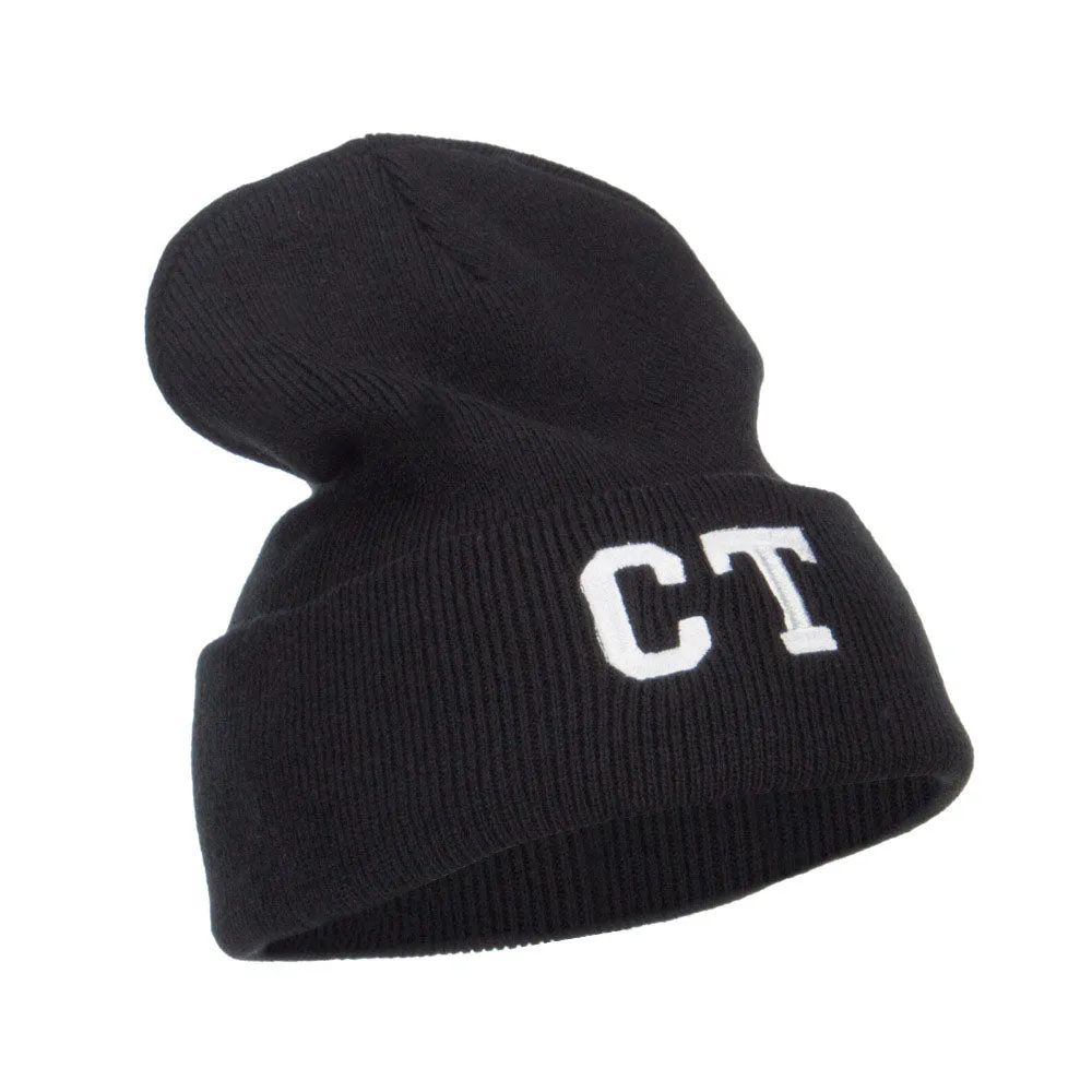 CT Connecticut Embroidered Long Beanie