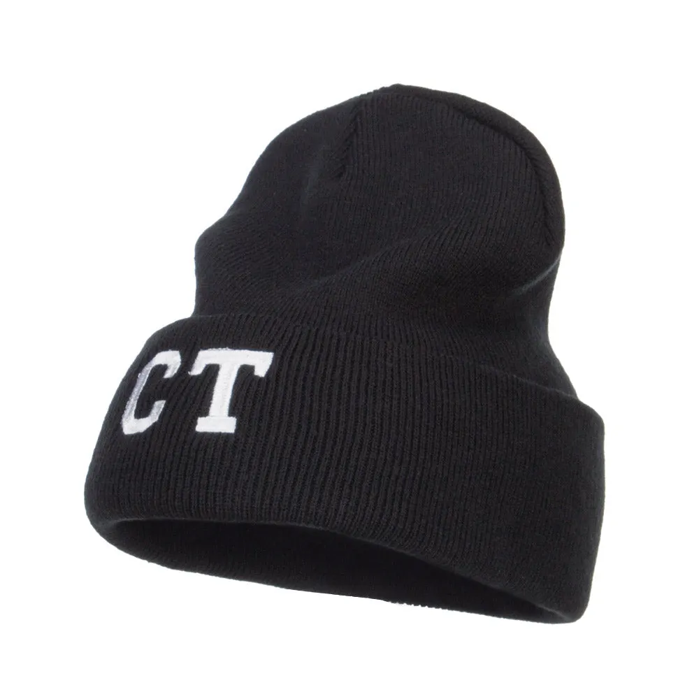 CT Connecticut Embroidered Long Beanie