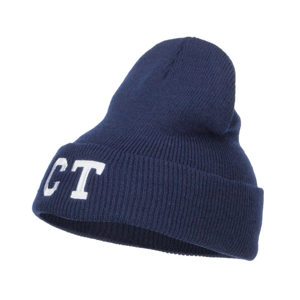 CT Connecticut Embroidered Long Beanie