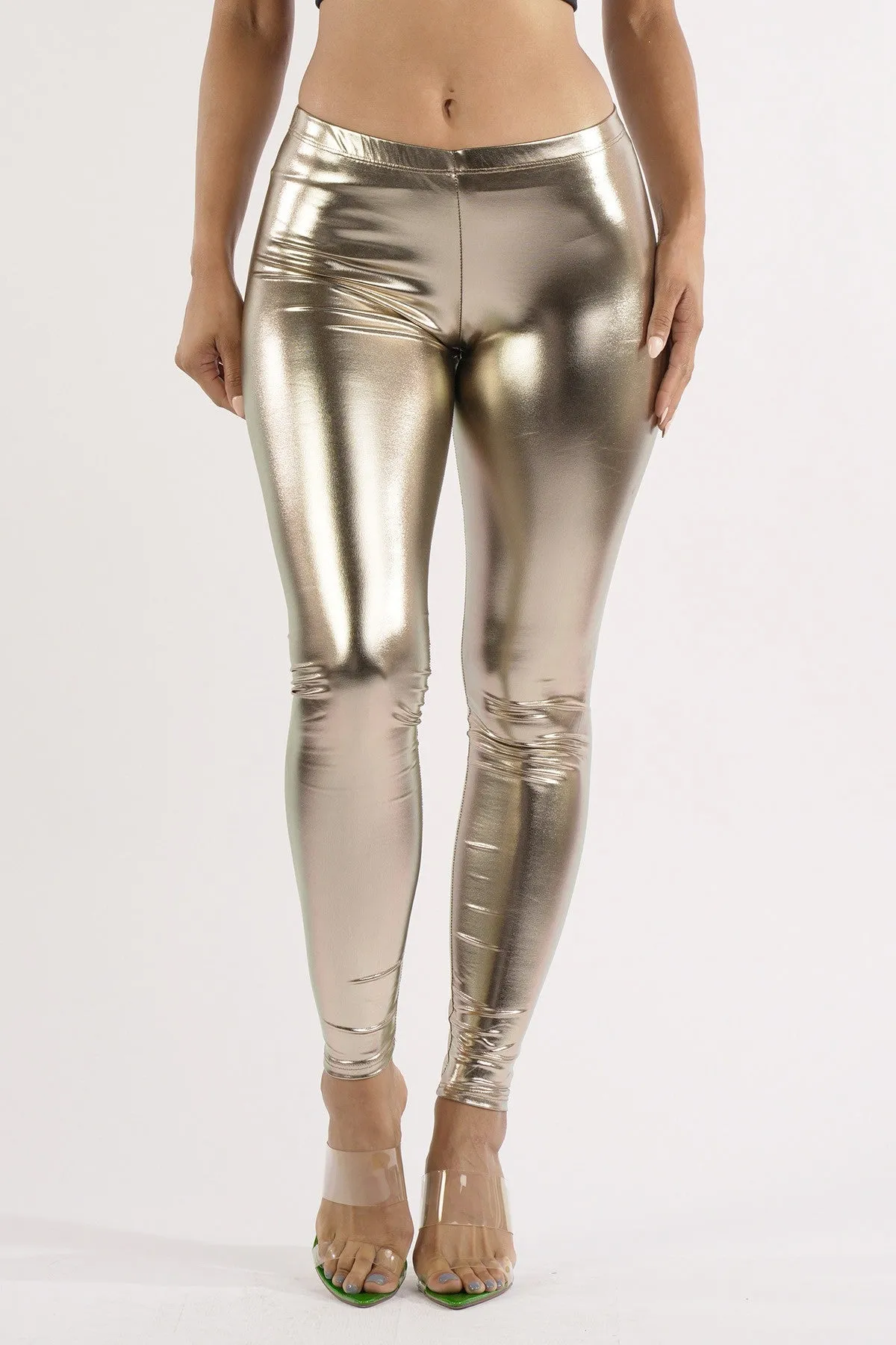 Dance With Me Ice Blue Shiny Metallic Leggings