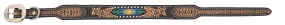 Dog Collar with Carving, TT Finish, SS Spots & Beaded Cactus Inlay