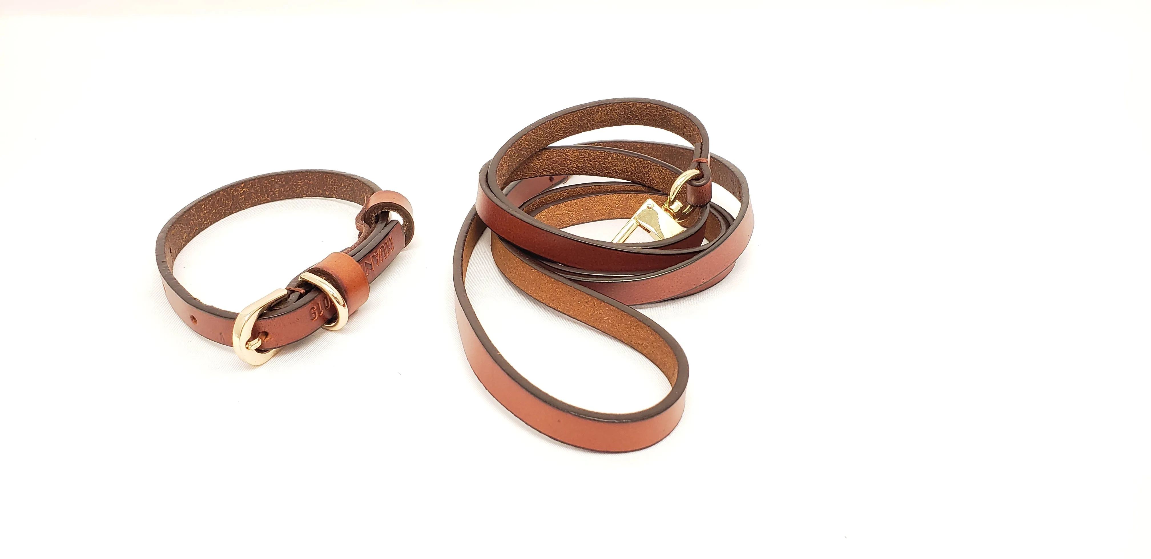 Dog Leash and Collar Set Brown - Small