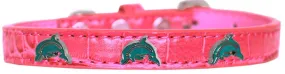 Dolphin Widget Croc Dog Collar Bright Pink Size 12