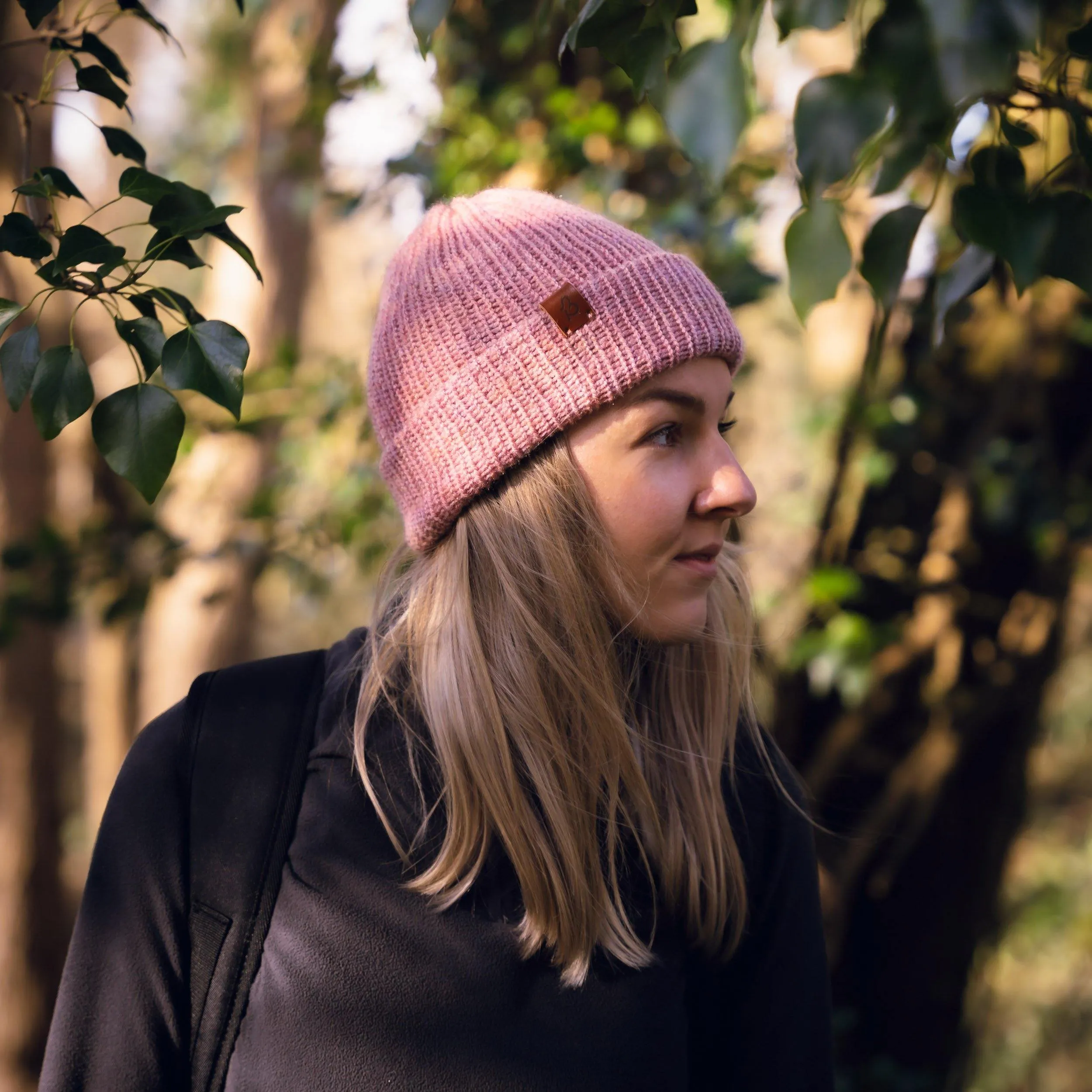 Dusty Pink Wooly Beanie Hat